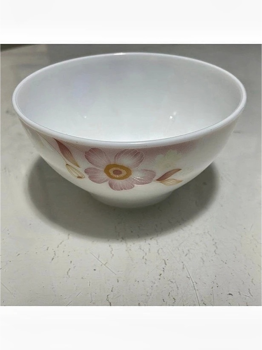 Floral Ceramic Serving Bowl in White & Pink